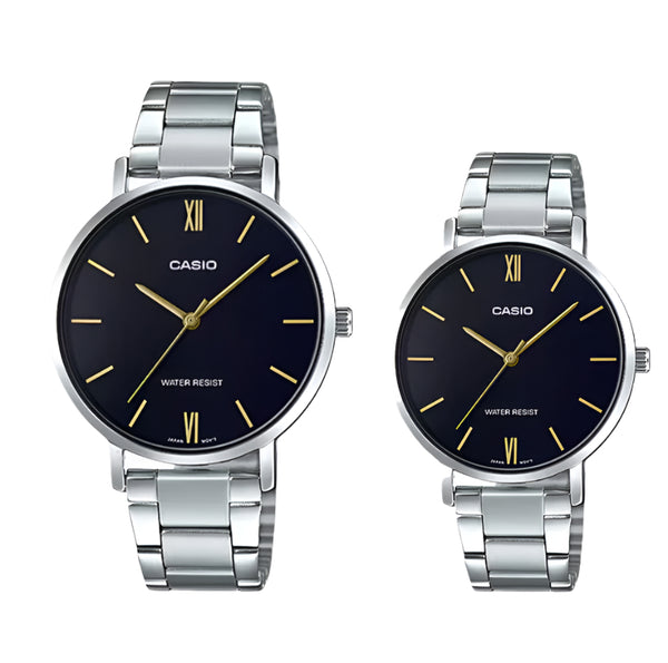 Casio Black Dial Couple Watch | MTP/LTP-VT01D-1B